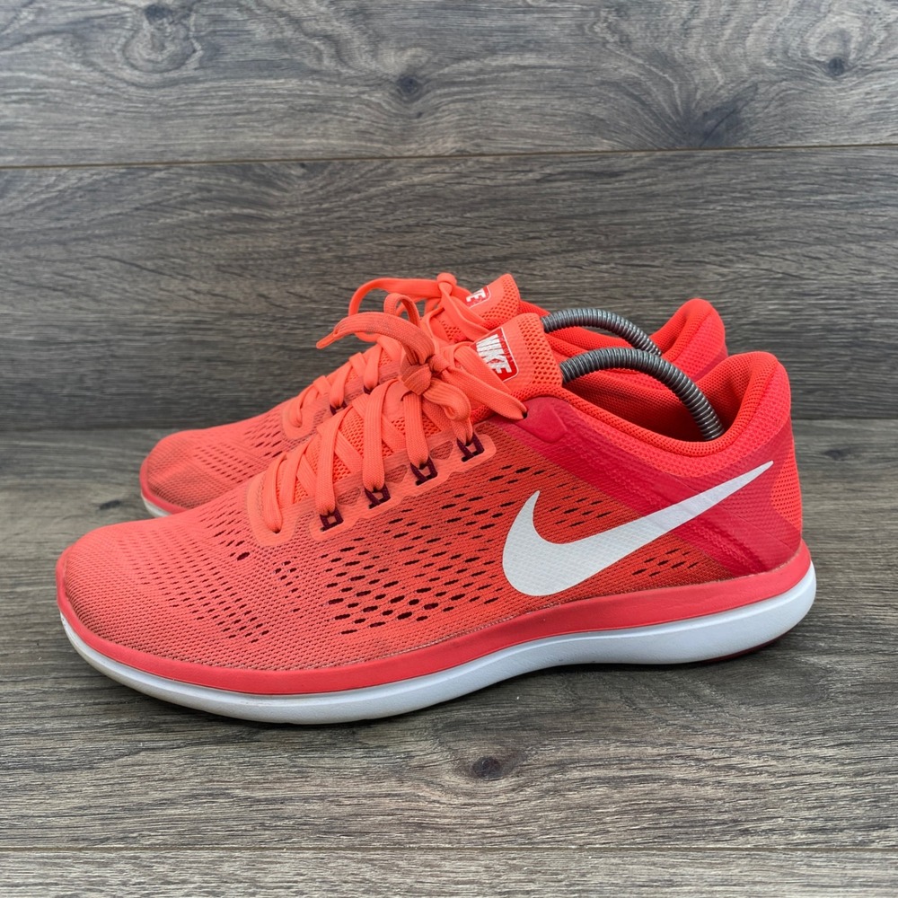 Nike Flex 2016 Run Women 8 Bright Mango Orange Mesh Running Shoes 830751-800